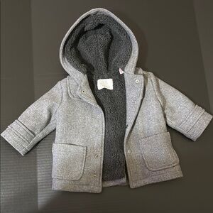 Zara Charcoal Hooded Jacket with Plush Lining